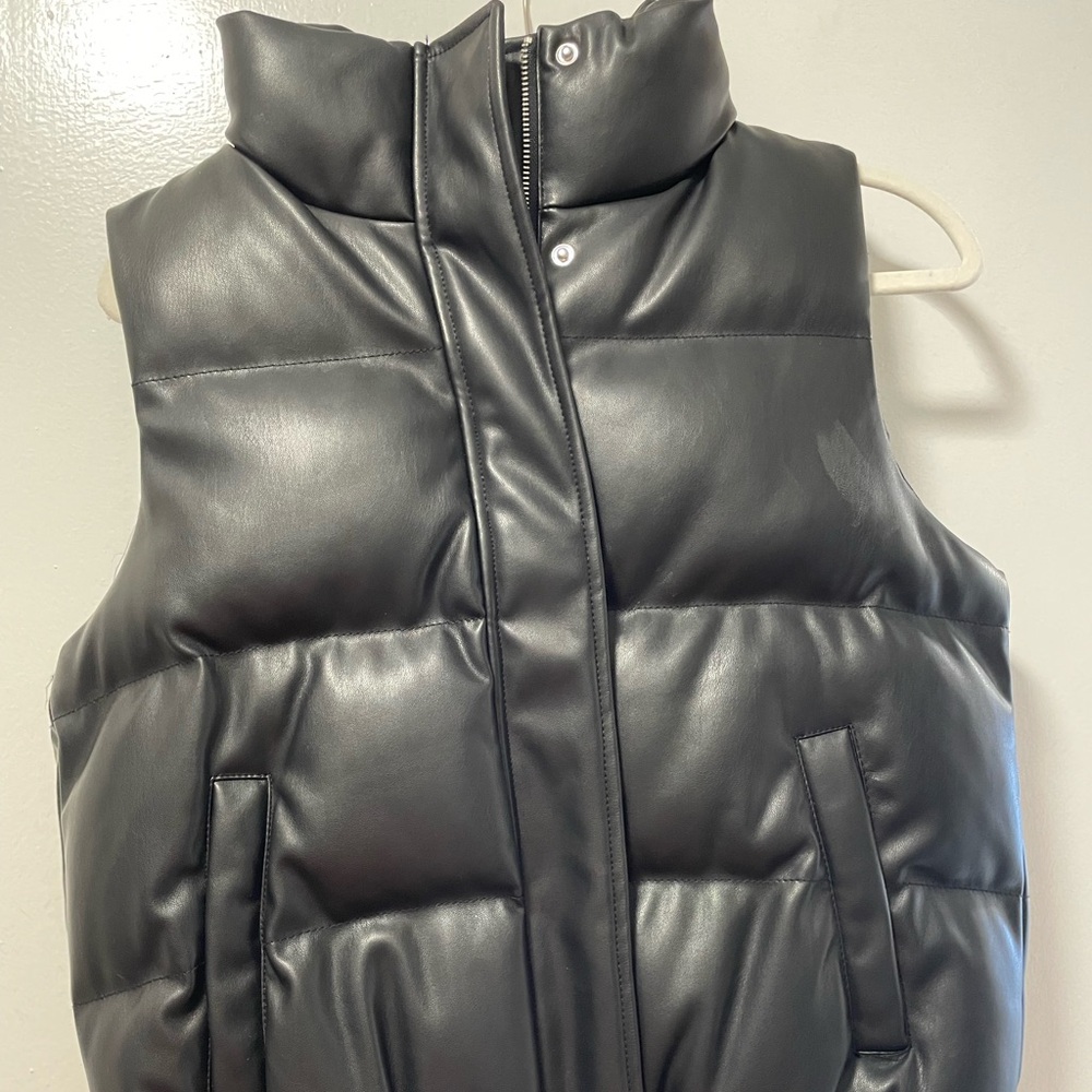 Madden Girl Black Faux Leather Puffer Vest